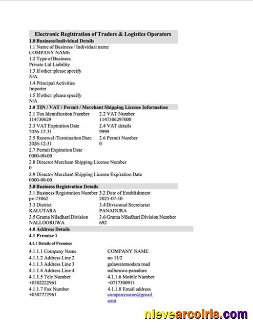 Sri Lanka electronic registration